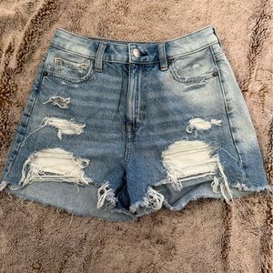 American Eagle Outfitters Blue Distressed Jean Shorts